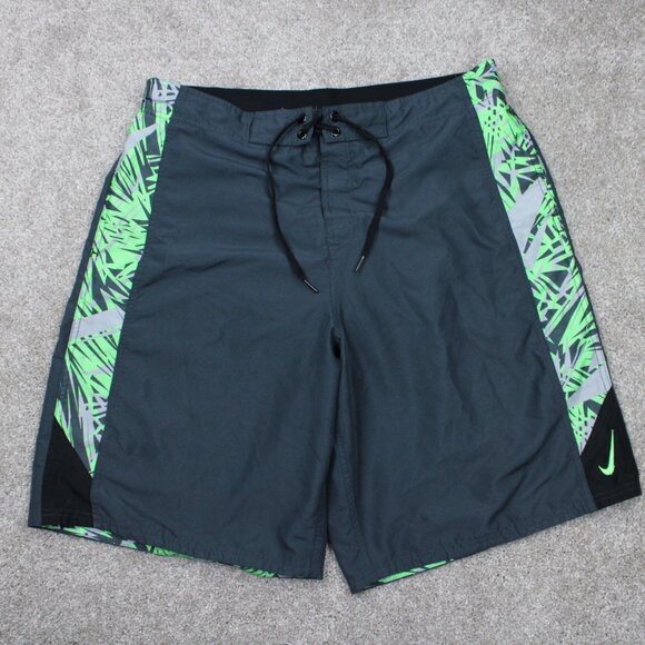 Nike Other - Nike Swim Trunks Mens XL Black/Green Lined Polyester Drawstring w/ 11" inseam